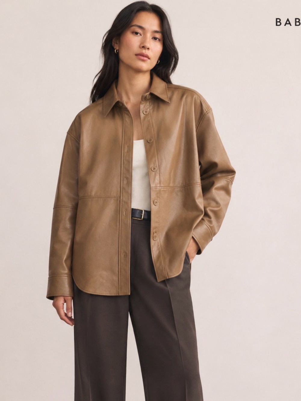 Babaton PELLI Vegan Leather Shirt Jacket